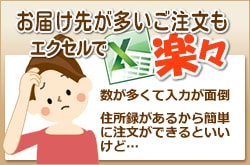 お届け先が複数でもエクセルで楽々注文!